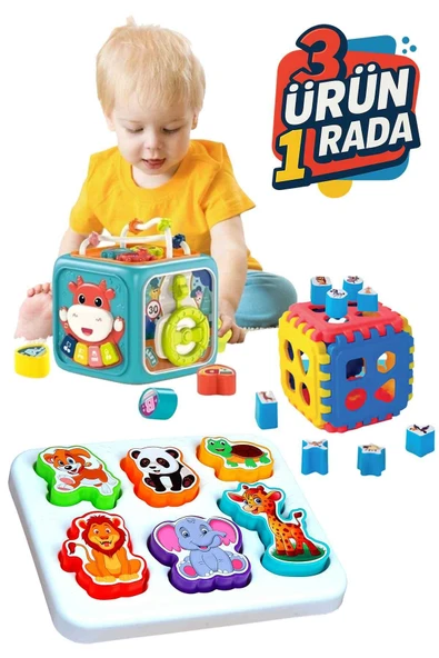 Oruç Oyuncak Eğitici Işıklı ve Müzikli 6in1 Aktivite Küpü mavi Neşeli Dostlar Bultak set ürün görseli