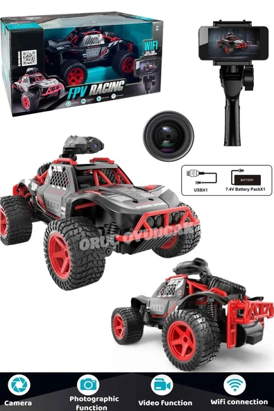 Oruç Oyuncak Kameralı Uzaktan Kumandalı Full Fonksiyon Şarjlı 2.4G Kameralı Off Road Araba