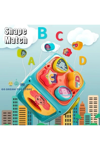Oruç Oyuncak Eğitici Işıklı ve Müzikli 6in1 Aktivite Küpü mavi Neşeli Dostlar Bultak set - Resim 4