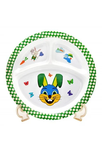 Veletto Tavşan Melamin Bebek Mama Yemek Tabağı Kabı Bardak Kaşık 5li Set - 2