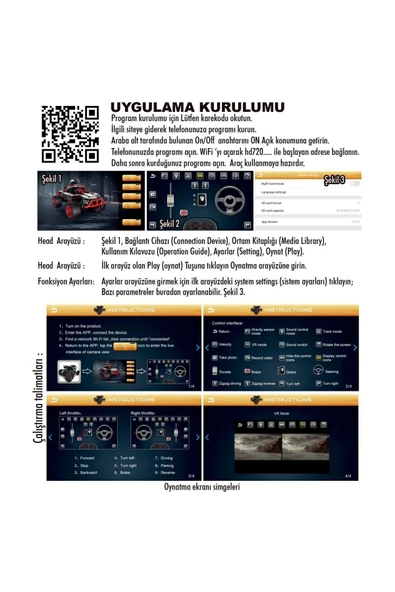 Oruç Oyuncak Kameralı Uzaktan Kumandalı Full Fonksiyon Şarjlı 2.4G Kameralı Off Road Araba - 3