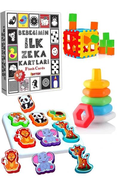 Oruç Oyuncak Eğitici Geometri Şekiller Bultak Bebeğimin Ilk Zeka Kartları Neşeli Hayvanlar ürün görseli