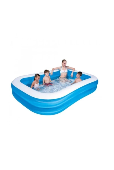 BESTWAY 12819 Büyük Boy Dikdörtgen Şişme Aile Havuzu Pompa (211X132X46CM) - 4