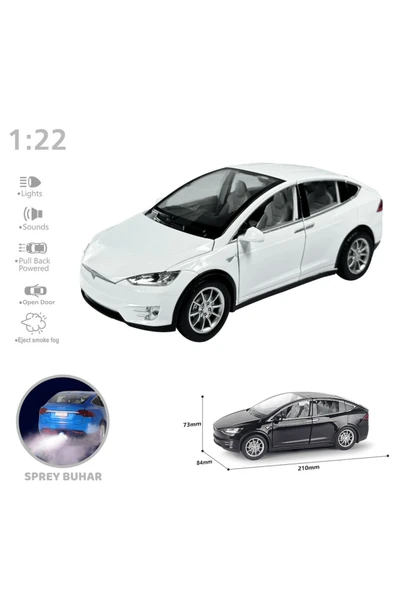 Oruç Oyuncak Tesla Model X Metal Araba 23 Cm Sesli Işıklı Kapılar Bagaj Kaput Açılır Oyuncak Demir Araç Tesla - 2