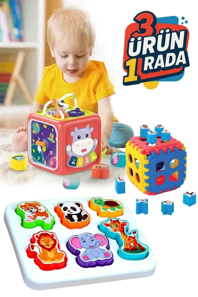 Oruç Oyuncak Eğitici Işıklı ve Müzikli 6in1 Aktivite Küpü Neşeli Dostlar Bultak Set ürün görseli