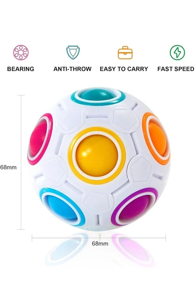 Oruç Oyuncak Sihirli Gökkuşağı Bulmaca Topu, Hız Küp Topu Eğlenceli Stres Giderici Sihirli Top - Resim 4