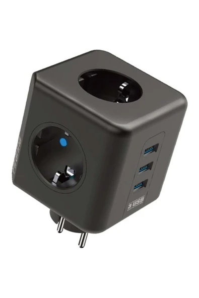 EpicMart Winnboss Akım Korumalı Isıya Dayanıklı 3 lü Duvar Tipi Priz 3 Adet USB 3440