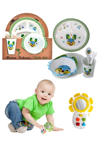 Fırsat Oyuncak Bebek Tavşan Mama Seti Kırılmaz Telefon Aynalı Sesli Işıklı 2'in1