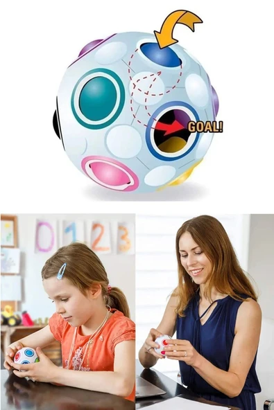 Oruç Oyuncak Sihirli Gökkuşağı Bulmaca Topu, Hız Küp Topu Eğlenceli Stres Giderici Sihirli Top - Resim 3