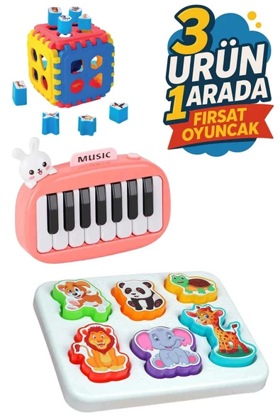 Oruç Oyuncak Eğitici Aktivite Tavşanlı Işıklı Müzikal Piano Neşeli Dostlar Bultak set