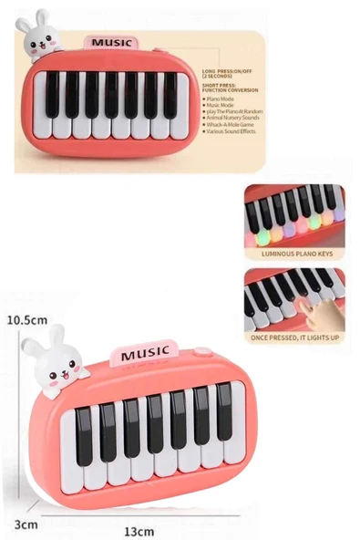 Oruç Oyuncak Eğitici Aktivite Tavşanlı Işıklı Müzikal Piano Neşeli Dostlar Bultak set - 3