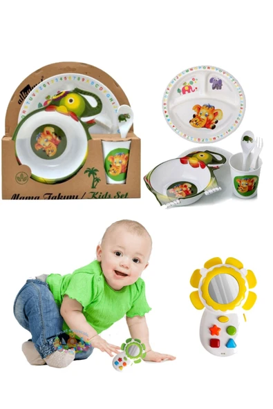 Fırsat Oyuncak Bebek Fil Mama Seti Kırılmaz Telefon Aynalı Sesli Işıklı 2'in1