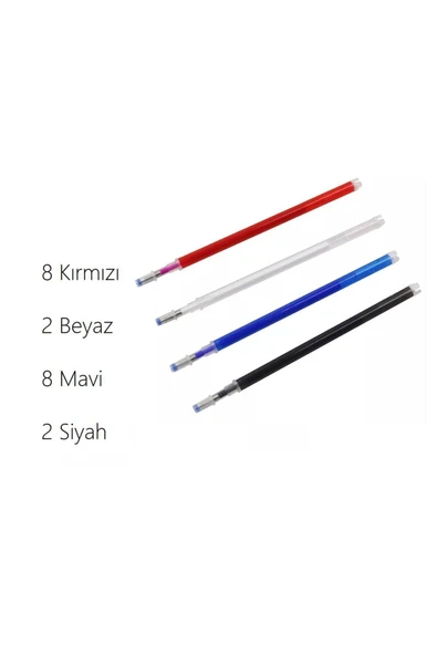 TZAB 20 Adet Uçan Kalem 8 Mavi 8 Kırmızı 2 Siyah 2 Beyaz Orta Boy Uçan Kalem