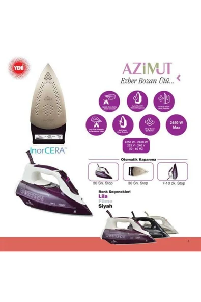 Silter Füme Renk Gazzella Azimut Inorcera Buharlı Ütü - 3