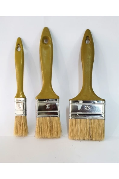 m1 art 3lü Kestirme Boya Fırcası Seti No:1 - No:2 - No:3 - Fırça