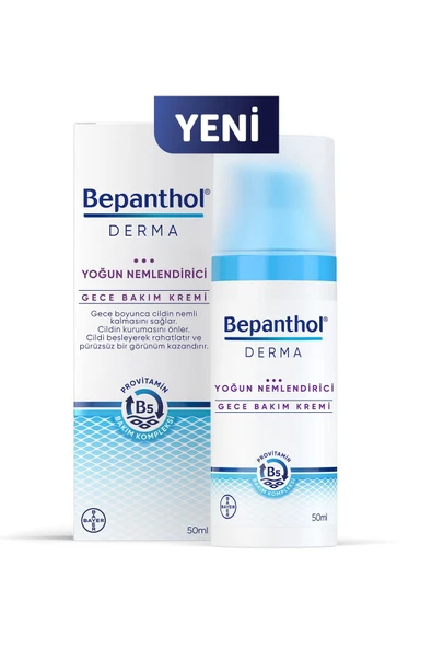 Bepanthol Derma Yoğun Nemlendirici Gece Bakım Kremi 50 ml Provitamin B5 Bakım Kompleksi