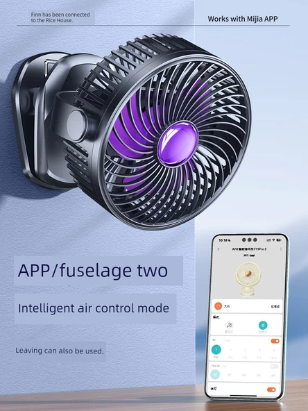 USB Klipsli Mini Fan - Sakura Pudra, 6 inç, 5 Hızlı Kasırga, Gece Lambası - 2