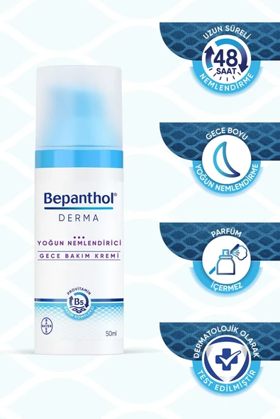 Bepanthol Derma Yoğun Nemlendirici Gece Bakım Kremi 50 ml Provitamin B5 Bakım Kompleksi - 7