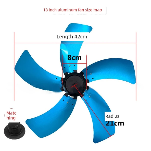 Fan Kanadı Metal Alüminyum Yaprak - 18 inç [5 yaprak] - Mavi