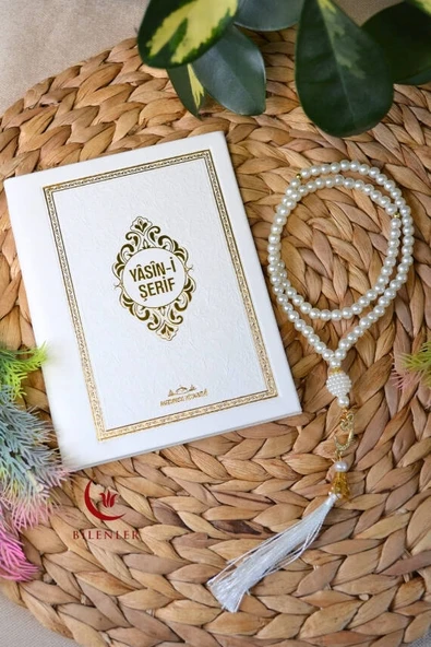 Tül Keseli İnci Tesbihli Yasin Kitabı Çanta Boy Termo Deri Kaplı Beyaz – Arapça, Türkçe Okunuşlu ve Mealli – 128 Sayfa  Hac Umre ve Mevlit Hediyeliği - Resim 5