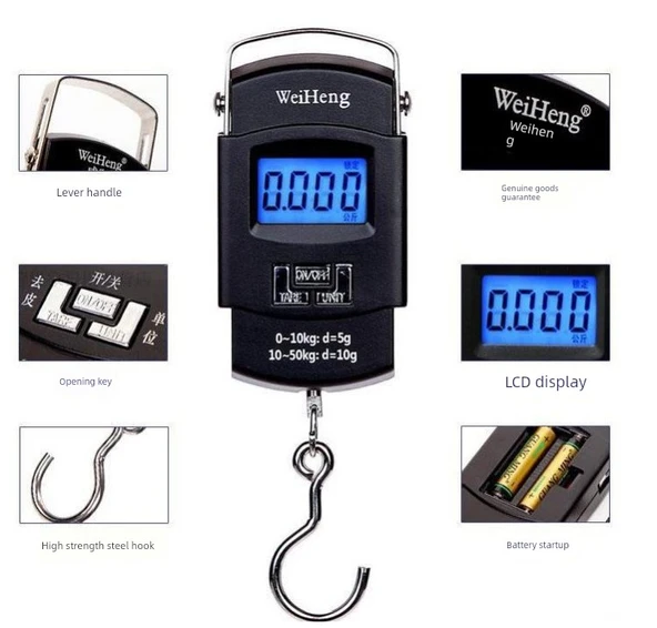 Dijital Taşınabilir Bagaj Tartısı - Beyaz Ekran - 50kg - 11