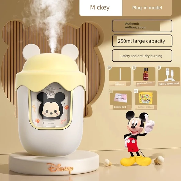 Disney Mickey Mini Nemlendirici - Hediye Çantası ve Aromaterapi Yağı (Model 1)