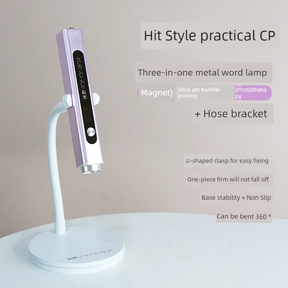 Taşınabilir LED Oje Lambası - Leylak Moru + Stand