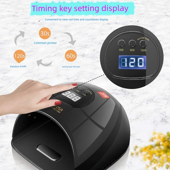UV LED Tırnak Kurutma Lambası - Parlak Siyah - 8