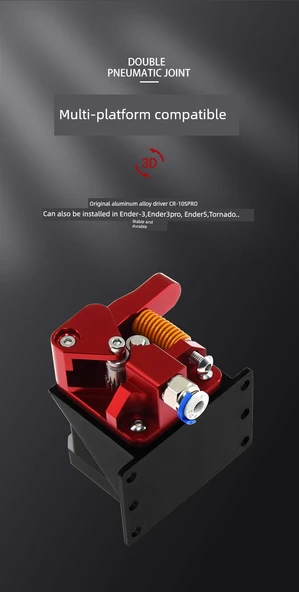 Çift Kasnaklı Ekstruder - 1.75mm - Sağ El - CR10-S Pro/Ender 3S/DIY 3D Yazıcı - 9