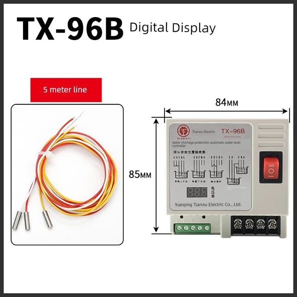 TX-96B Dijital Ekranlı Yüzer Anahtar Su Seviyesi Kontrol Cihazı - 5 m