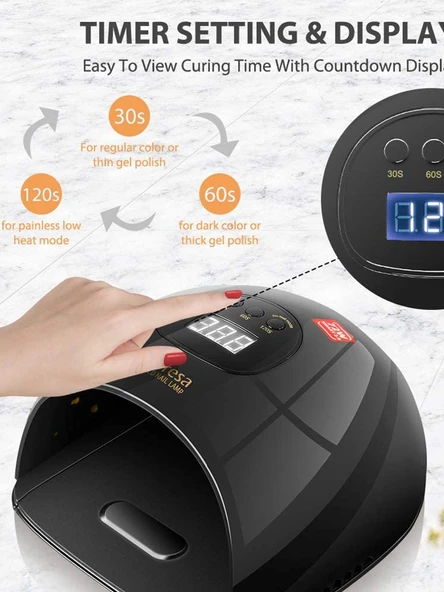 UV LED Tırnak Kurutma Lambası - Parlak Siyah - 4