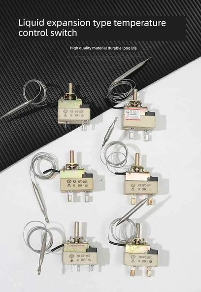 Elektrikli Fırın Kızartma Düğmesi Termostatı - 16A Beyaz Alt 30-110 Derece (Ekleme Bağlantısı) 3 Pin - 5