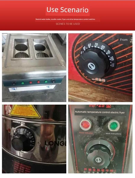 Elektrikli Fırın Kızartma Düğmesi Termostatı - Gelişmiş Düğme +200 Derece Ölçer - 8