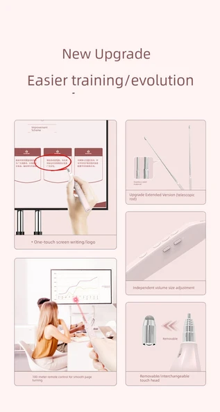 Telescopik Kırmızı Lazer Pointer - Pembe - Depolama Çantası ve Şarj Kablosu - 9