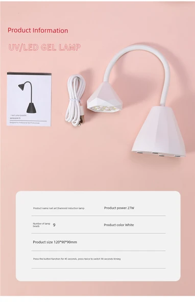 Ses Kontrollü Güç Depolama Hızlı Kuruyan UV Oje Lambası - Pembe Lotus Lambası - 11