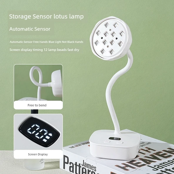 Ses Kontrollü Güç Depolama Hızlı Kuruyan UV Oje Lambası - Beyaz Lotus Lambası