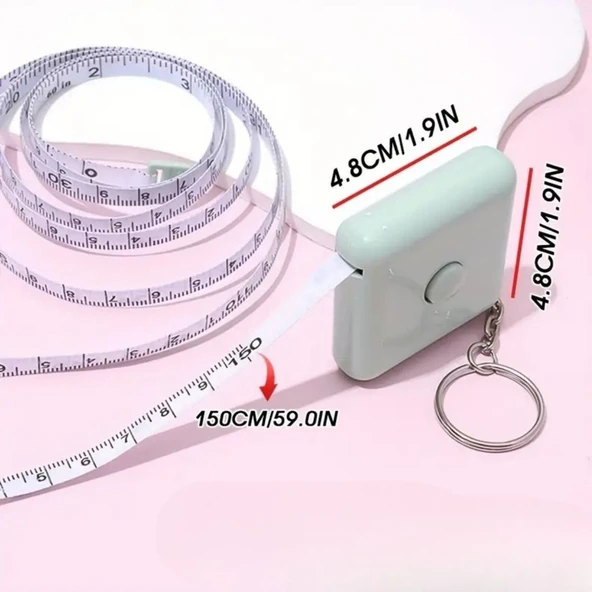 Pratik Taşınabilir Çanta Boy Anahtarlıklı Mezura Metre Ölçü Aparatı (150 cm) - 4