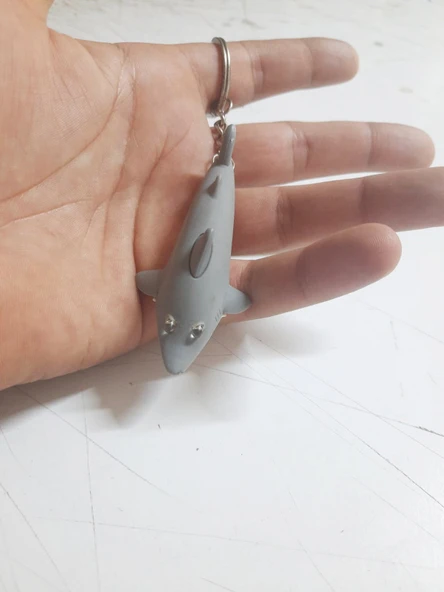 Sesli Işıklı Köpek Balığı Fenerli Mini Anahtarlık  Çanta Süsü Hediyelik - 4