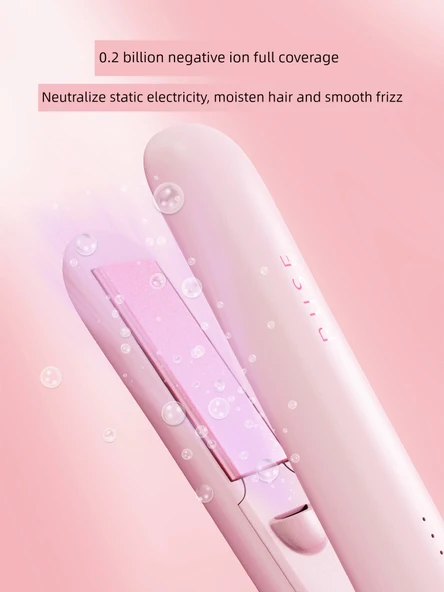 Mini Taşınabilir Saç Düzleştirici ve Maşası - Pembe - 180°C - 3 Mod - 3