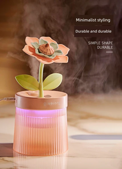 USB Nemlendirici - Mor [Gardenya] - Büyük Kapasite - Sessiz Nano Sprey - Sıcak Atmosfer Lambası - 7