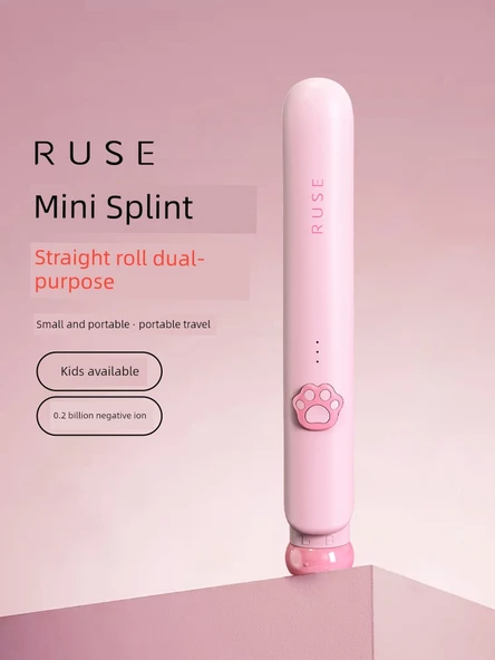 Mini Taşınabilir Saç Düzleştirici ve Maşası - Pembe - 180°C - 3 Mod - 2