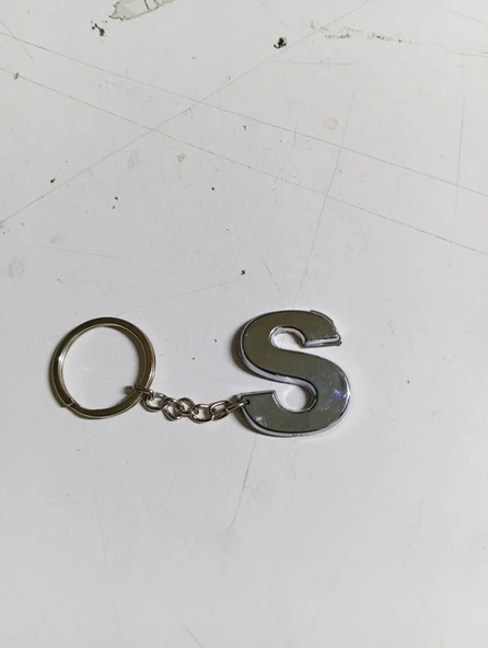 S Harfi Plastik Krom Kaplama Anahtarlık- Harf Çanta Süsü - 3