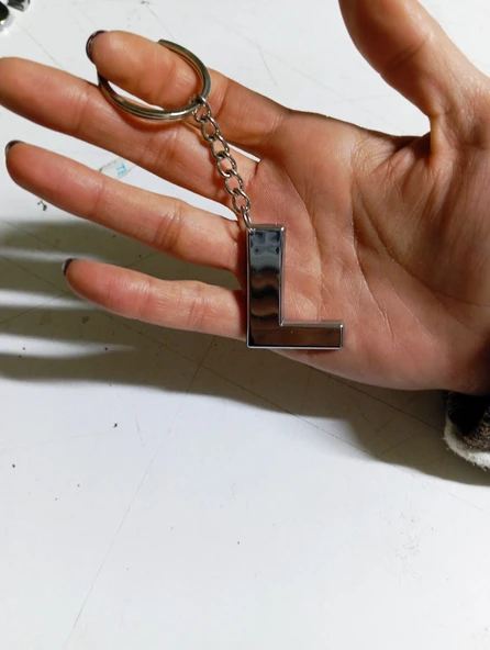 L Harfi Plastik Krom Kaplama Anahtarlık- Harf Çanta Süsü - 2