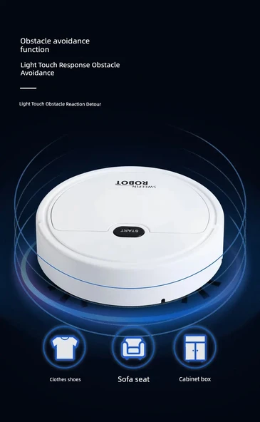 Akıllı Süpürme Robotu Vakum Mop 4'ü 1 Arada Spreyli - K235A Siyah - 7