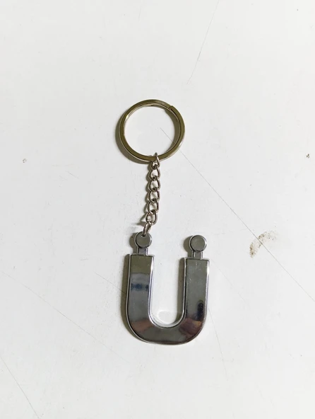 Ü Harfi Plastik Krom Kaplama Anahtarlık- Harf Çanta Süsü - 3