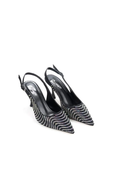 Pisagor Ps-31930 7 Cm Topuklu Kadın Taşlı Arkası Açık Stiletto Abiye Ayakkabı
