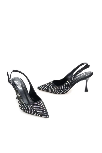 Pisagor Ps-31930 7 Cm Topuklu Kadın Taşlı Arkası Açık Stiletto Abiye Ayakkabı - 2