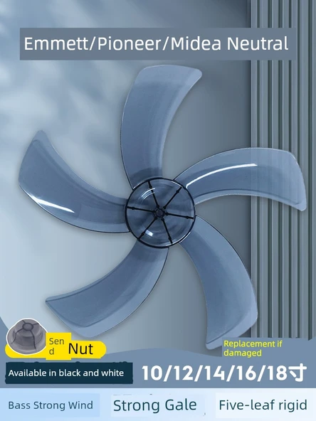 Elektrikli Fan Kanadı 16 inç 5 Yaprak - Şeffaf Siyah - 2