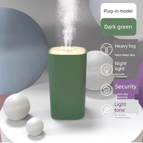 Küçük USB Hava Nemlendirici - Yeşil - Takılabilir - Büyük Sprey - Atmosfer Lambası