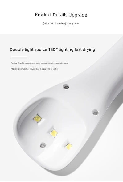 Taşınabilir UV LED Tırnak Lambası - Beyaz - 30 Saniye - 9
